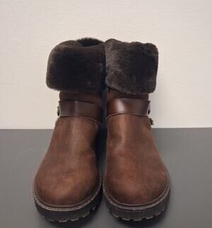 Blowfish Brown Shearling-Lined Mid-Calf Zip Up Boots Sz 8